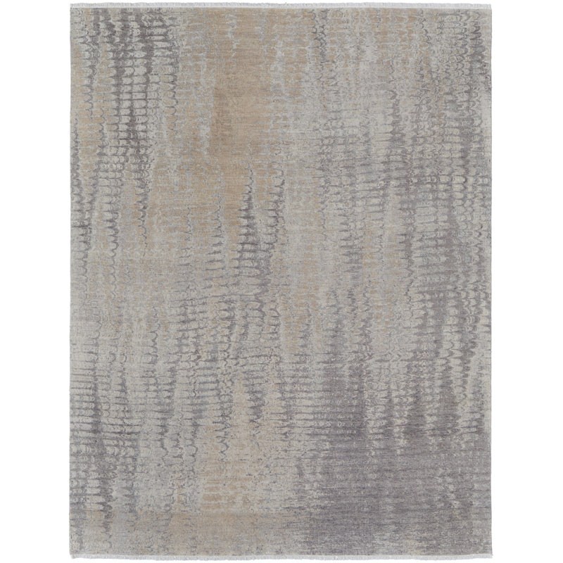 Tapis taupe à motif abstrait moderne Riple, Rectangulaire 3 pi x 5 pi