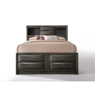 Ireland Gray Oak Finish Bed W/Storage -  Hokku Designs, 73D3469E03AC4D2BBF0BF9F370FE768E