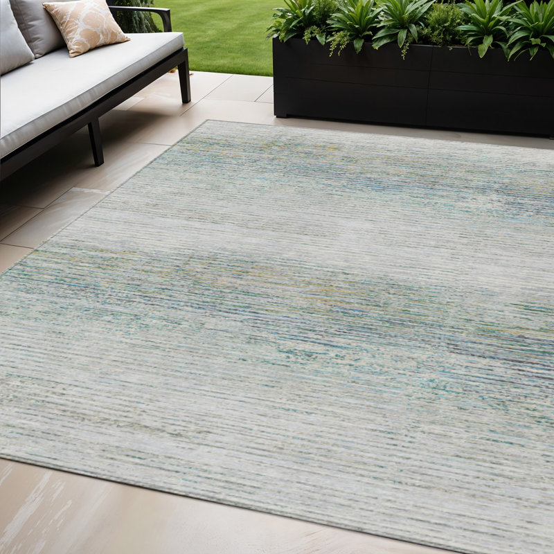 Tapis intérieur lavable rayé en lin 5 pi x 8 pi