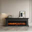 Foyer en bois massif noir avec meuble télé-118326070