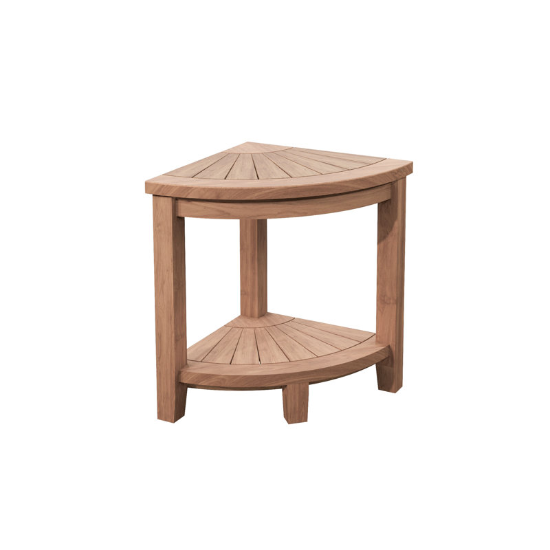  Tabouret de douche et de coin en bois de teck avec tablette - 15,7 po