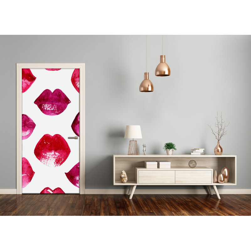 Red Lips Door Decal