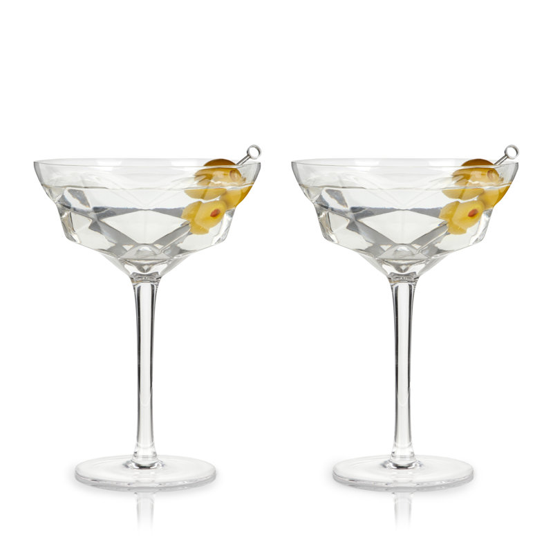Seneca Faceted Crystal Martini Glasses