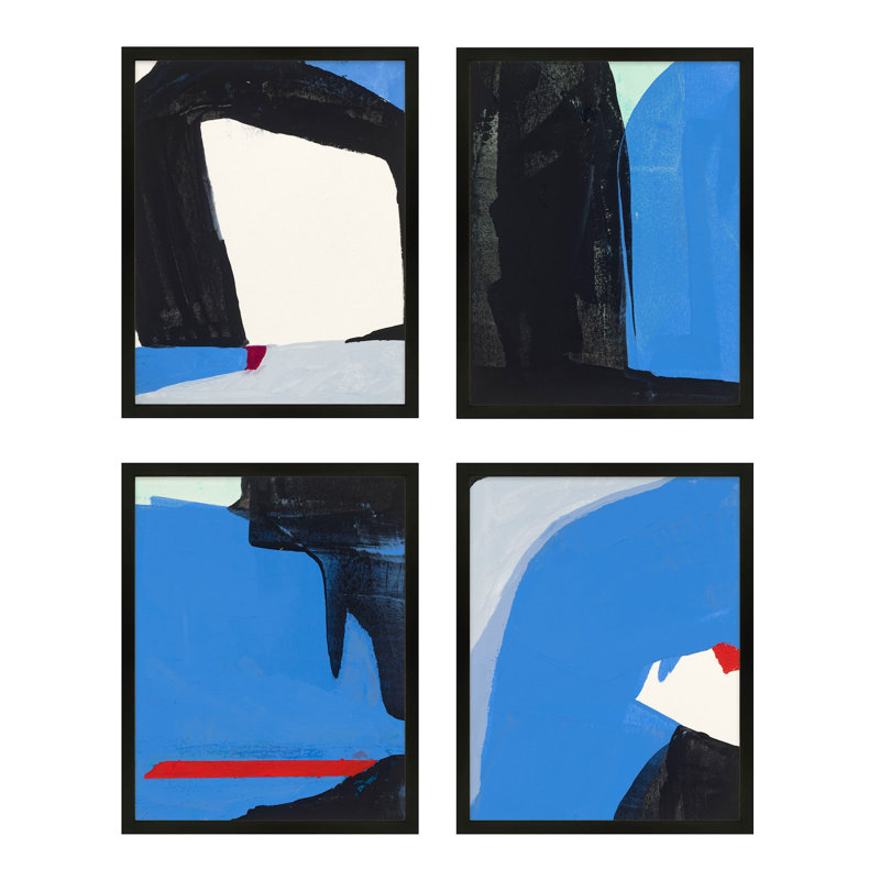 Beneath The Blue Set Of 4 Print by Andrea Stokes, 30" H x 24" W x 1.25" D, Black Framed