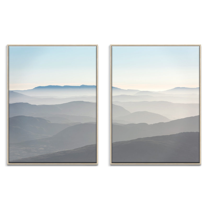 Misty Mountain - 2 Piece Floater Frame Print on Canvas, Brown, 52.5 cm H x 42.5 cm W