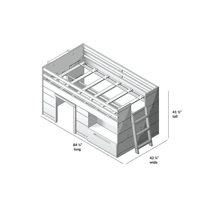 Purdy Hill Twin Low Loft Bed with Shelves | Harriet Bee