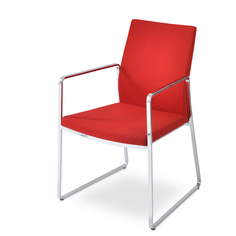 Pasha Sled Arm Chair, Black, Red Wool