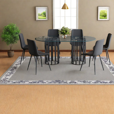 Dining Table Sets(must Include Both Table And Chair) 71 Inch Glass Metal Modern Home