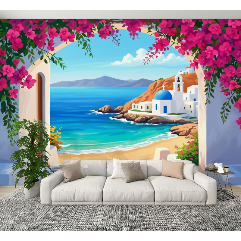 Papier peint adhésif mural bohème méditerranéen Boho, L 144 po x l 100 po