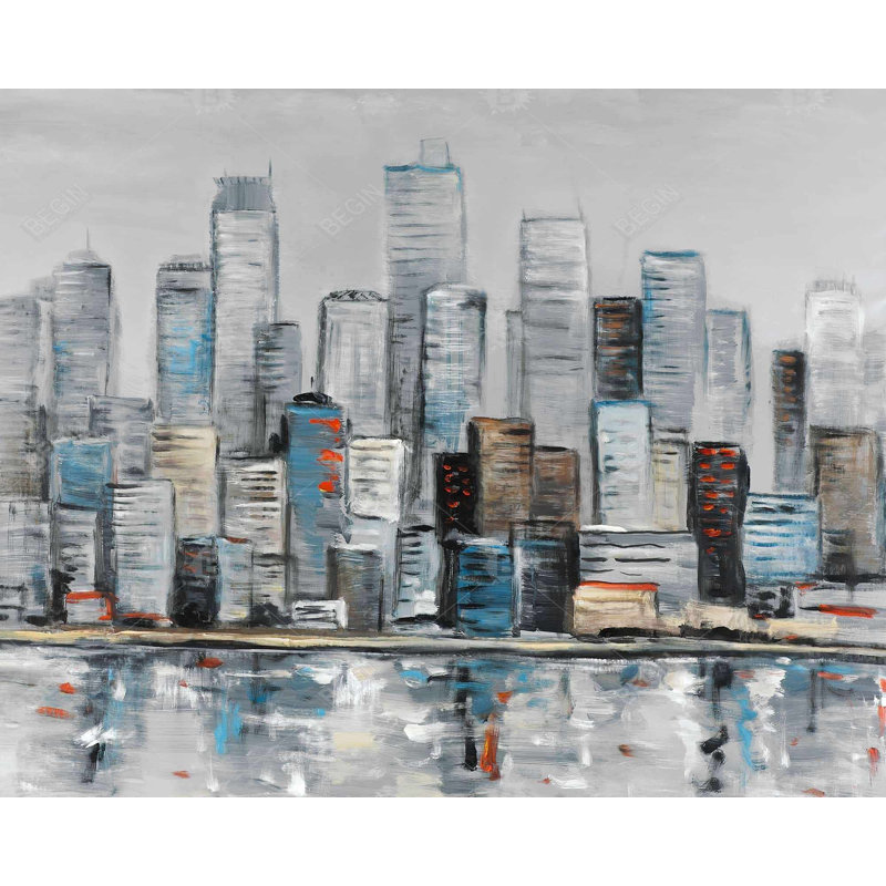 «Abstract Urban Skyline» sur toile, H 48 po x l 60 po