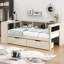Lit plateforme en bois avec tablettes de rangement et tiroirs-117194078-117194079