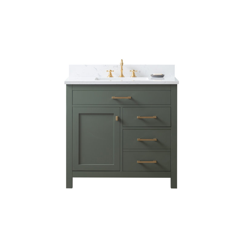 Ajhane 36" Single Bathroom Vanity Set, Vintage Green/Brushed Gold