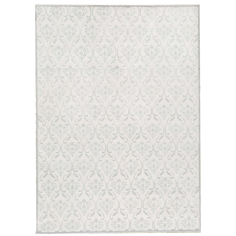 Neo Villa Damask Area Rug in Silver, Rectangle 7'11" x 9'10"