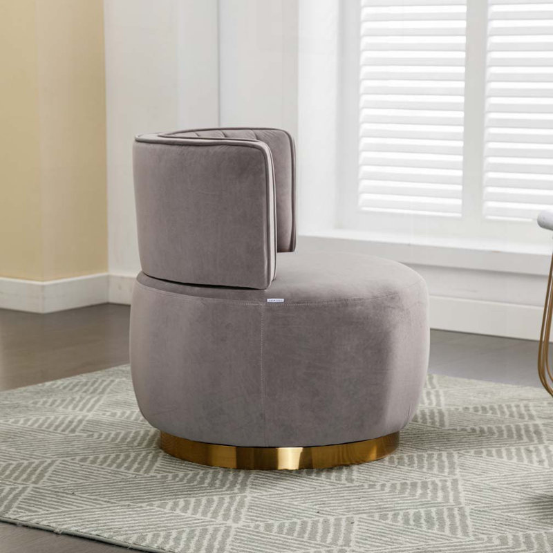 Fauteuil demi-tonneau Accent, Velours gris velours