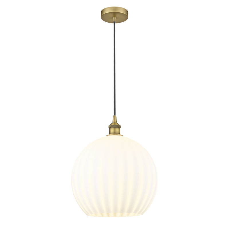 Edison Venetian 1 Light Cord Hung Pendant-616-G1217, 16.63" H x 13.75" W x 13.75" D, Brushed Brass