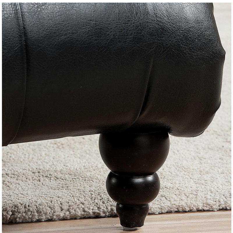 Chaise longue sans accoudoirs touffetée, Noir