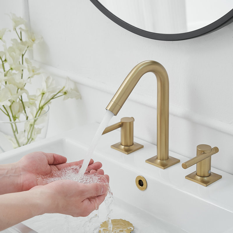 Widespread Double Handle Bathroom Faucet, Brushed Gold
