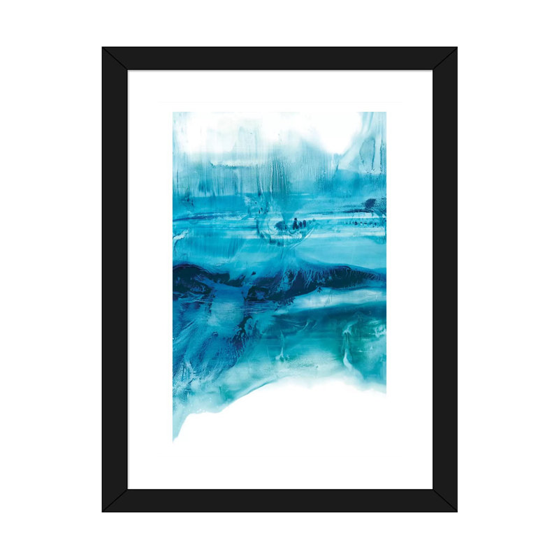 "Aqua Mist I" par Ethan Harper, reproduction d’art, H 24 po x l 16 po x P 1 po, Papier encadré noir, Blanc