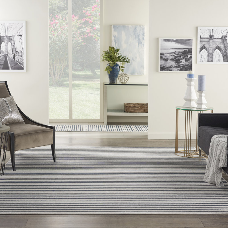 Anick Striped Indoor / Outdoor Rug, Rectangle 8'10" x 11'10"