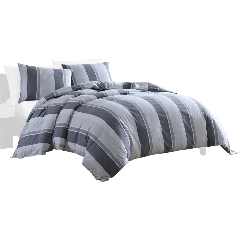 Ensemble d'édredon , Gris / bleu, Édredon pour lit simple + 2 taies décoratives st