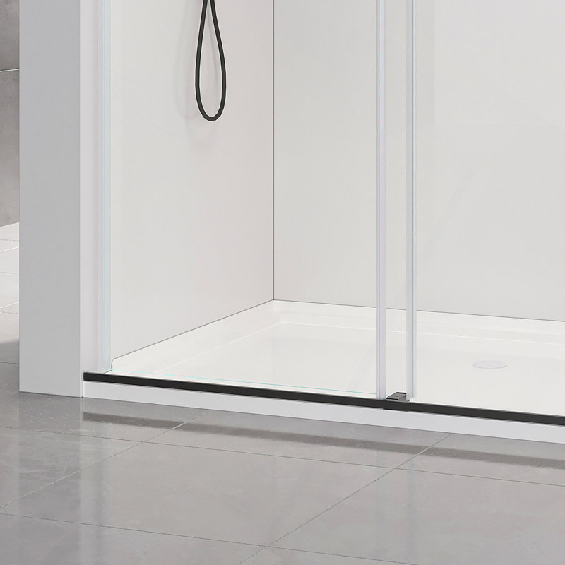 56-60 * 76 "Porte de douche coulissante double sans cadre à fermeture en douceur avec verre trempé de qualité supérieure (8 mm) et revêtement facile à nettoyer