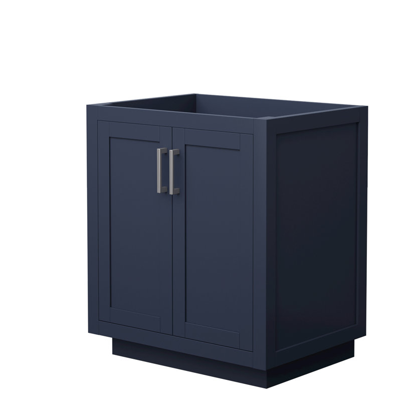 Base de meuble-lavabo simple autoportante 29,25 po Miranda seulement, Bleu foncé / nickel brossé