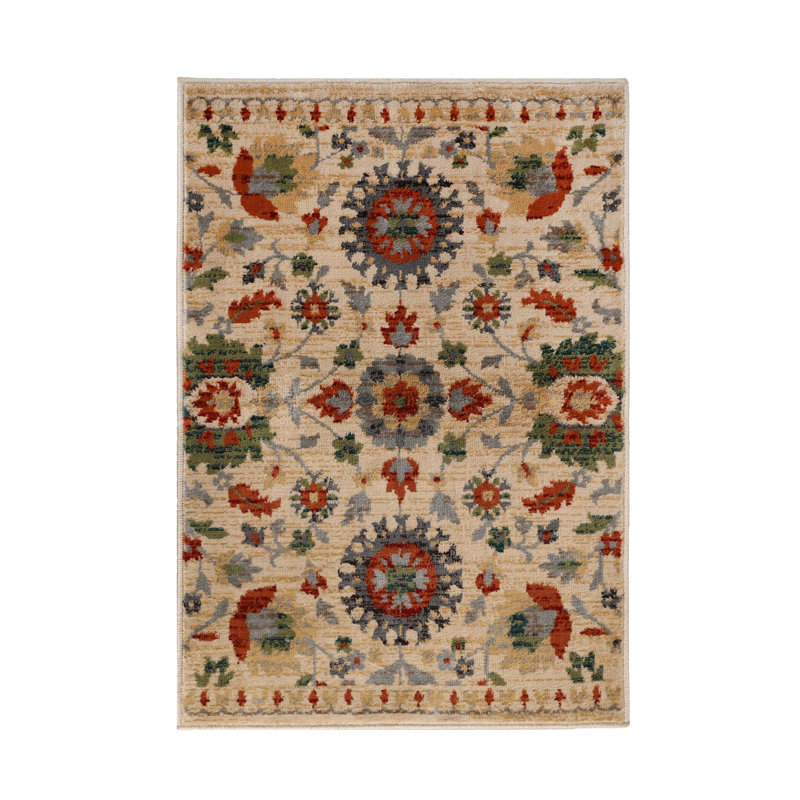 Dederang 100% Polypropylene Traditional Medallion Beige Indoor Area Rug, Rectangle 2' x 3'