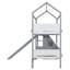Lit superposé en bois en forme de maison avec glissière et escalier de rangement, cadre de lit simple, simple et double, gris et blanc-130154245