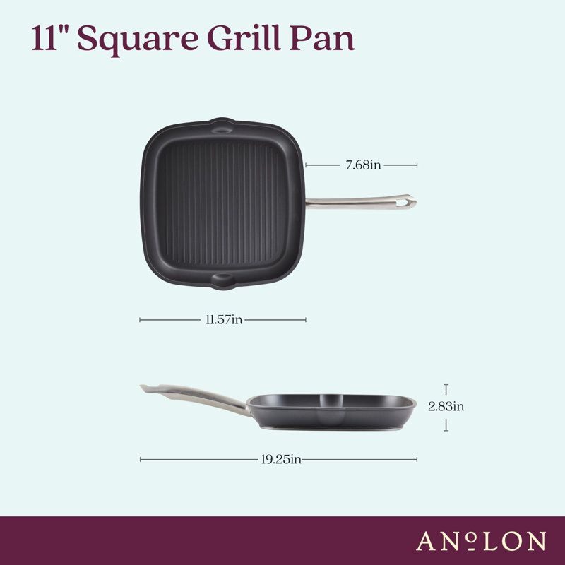Anolon 11" Gray Hard Anodized Nonstick Square Grill Pan