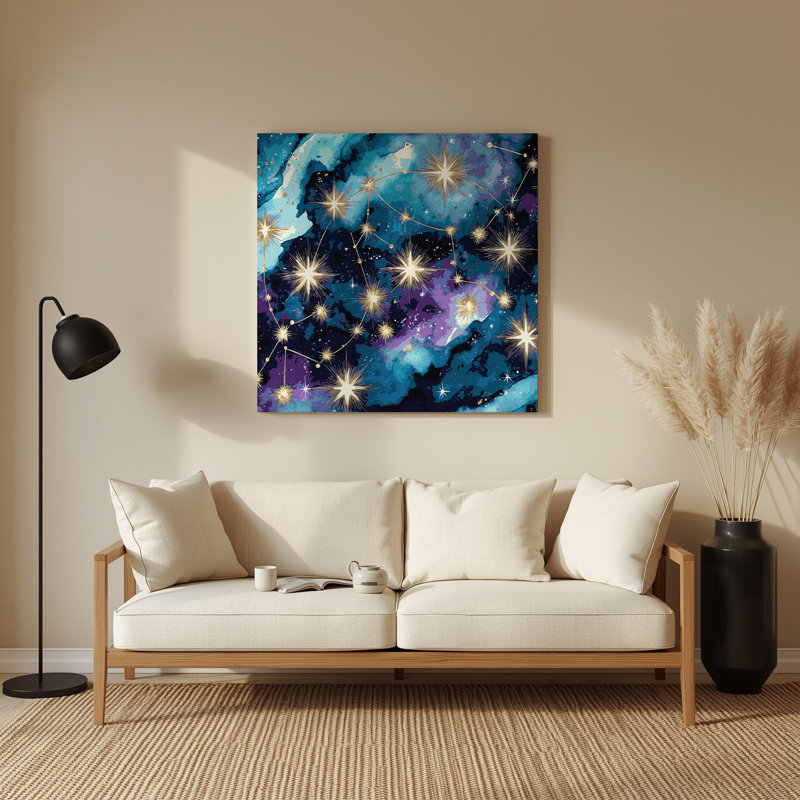 «Space Zodiac constellations», art mural en métal bleu, H 8 po x l 8 po