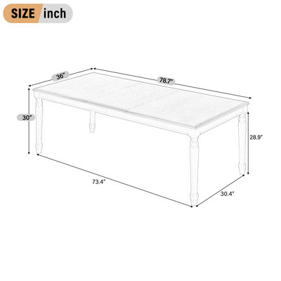 Table de salle à manger rectangulaire traditionnelle avec plateau en bois et pieds tournés pour la salle à manger et la cuisine