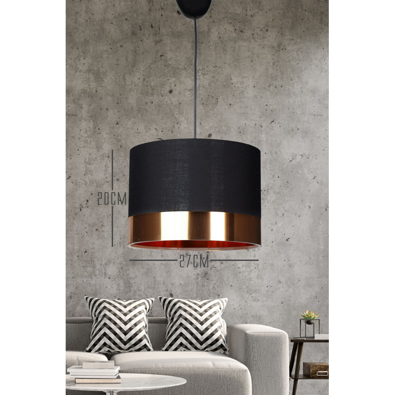 Luminaire suspendu tambour 1 lumière Tennyson, H 26 po x l 10,6 po x P 10,6 po