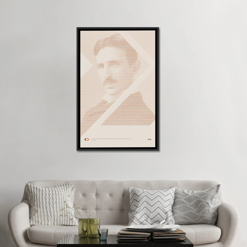 « nikola tesla », impression sur toile, H 26 po x l 18 po x P 1,5 po, Toile avec cadre noir, Pas de tapis