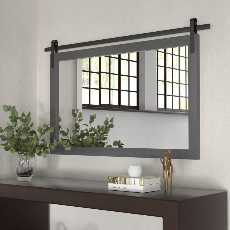 Miroir d'appoint mural rectangulaire, gris, 26 po x 40 po