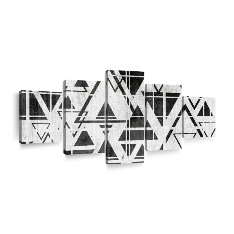 Geometric Abstract Triangles Multi Piece Canvas Print, 12" H x 29" W x 1" D