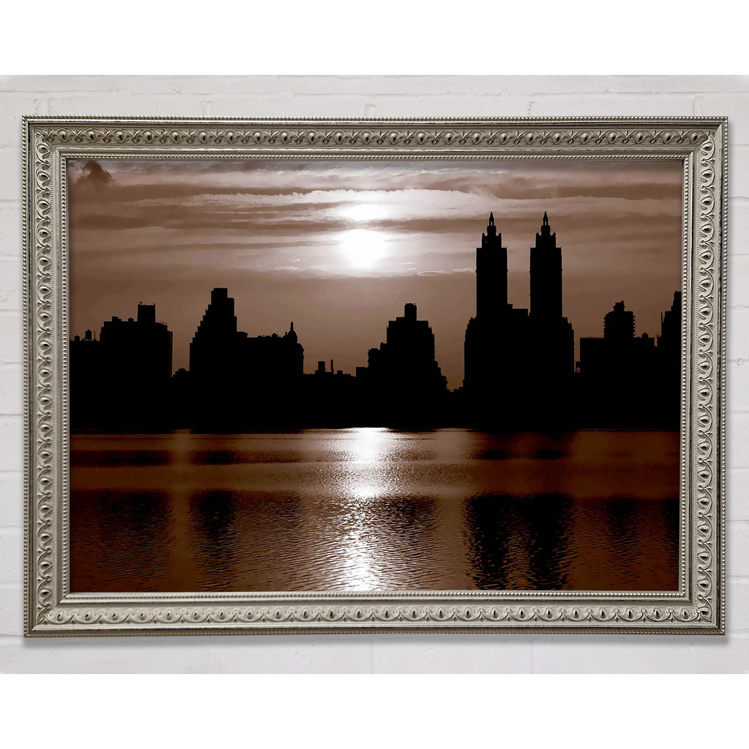 NYC Brown Skyline - Einzelner Bilderrahmen Kunstdrucke