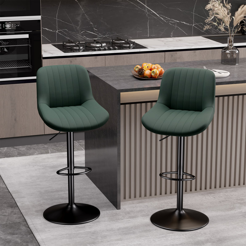 Nalupatio Adjustable Swivel Bar Stools with Backrest – Faux Leather Counter Height Chairs with Footrest, 360° Rotation, for Kitchen Island, Home Bar, or Dining Room, 300lbs Capacity, Set of 2