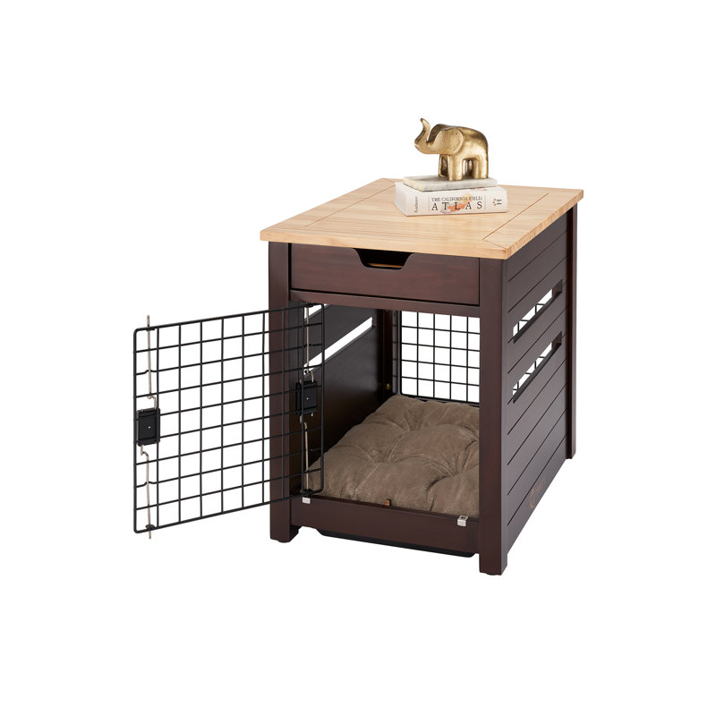 Abasi Wood Furniture Style Crate with 1 Door, Espresso/Brown