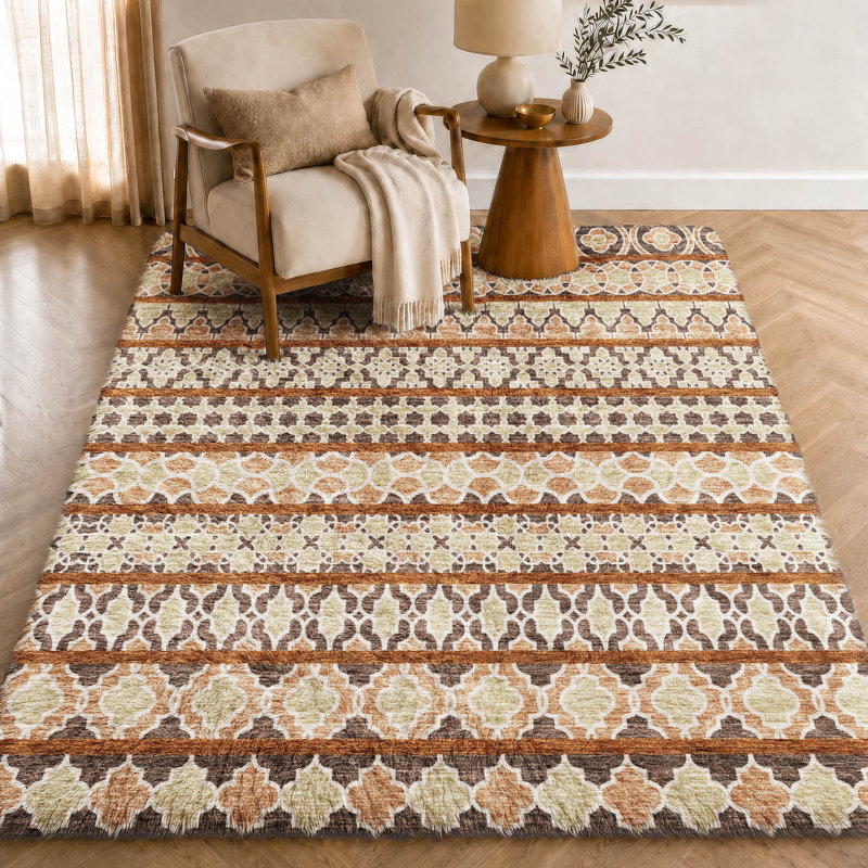 Tapis bohème shggy de rêve lavable à la machine de qualité supérieure, Chocolate, 9 pi x 12 pi
