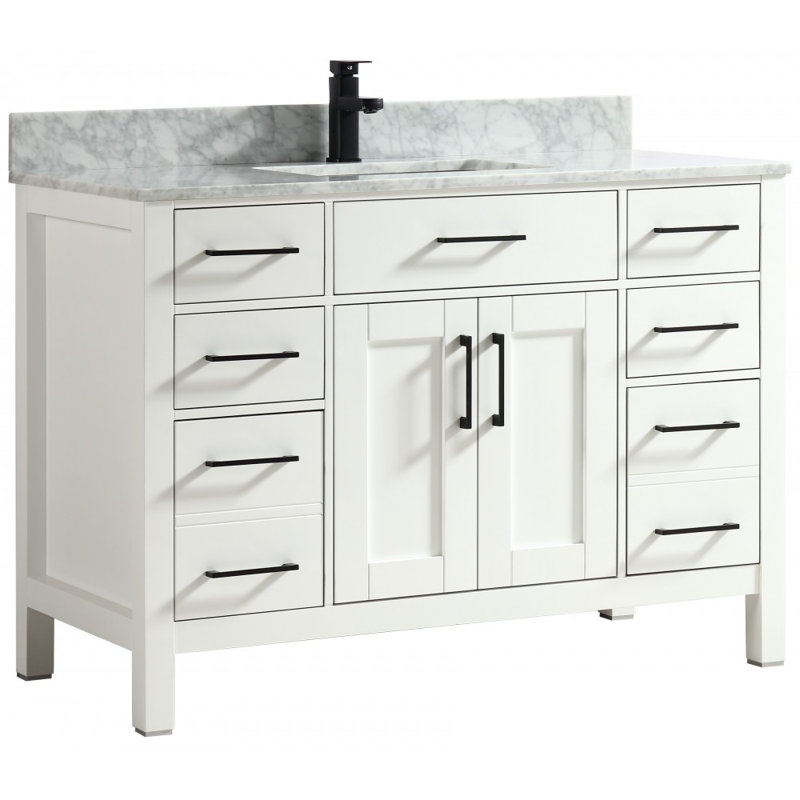 Meuble-lavabo en bois massif 48 po - armoire seulement, Blanc