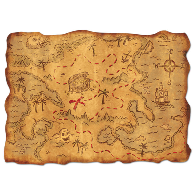 Carte au trésor en plastique - 12 po x 18 po - paquet de 12
