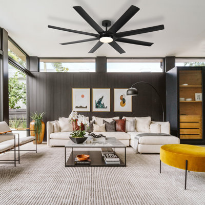 Ventilateur de plafond standard à 72 pales 72 pouces avec télécommande et ensemble d'éclairage pour salon