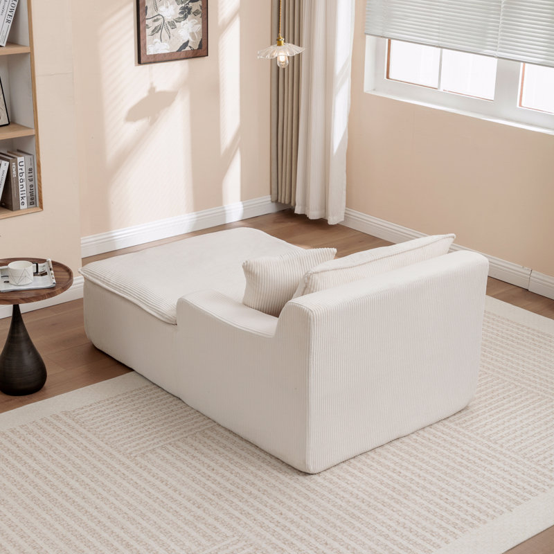 Chaise longue avec accoudoirs et canapé-lit rembourré sans assemblage, fauteuil surdimensionné dans une boîte, Beige