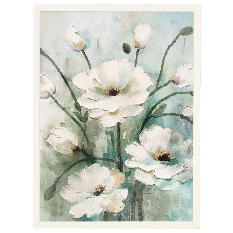 Fleurs blanches, peinture à l'huile