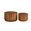 Ensemble de tables basses gigognes rustiques en noyer avec lattes verticales, aucun assemblage requis-913604771