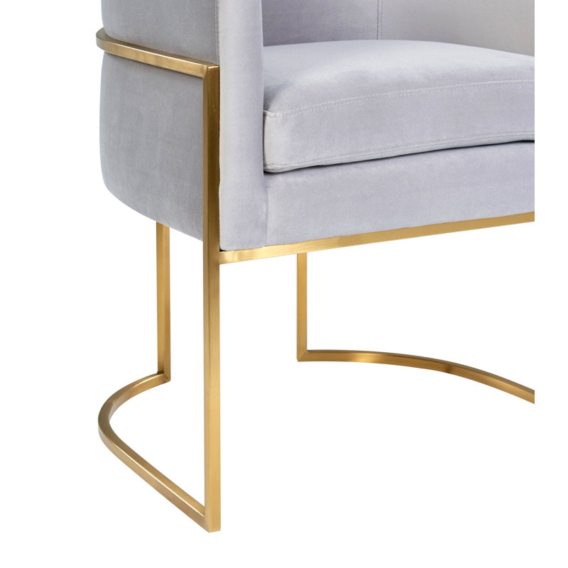 48.3cm H Velvet Upholstered Side Chair, Gold, Grey