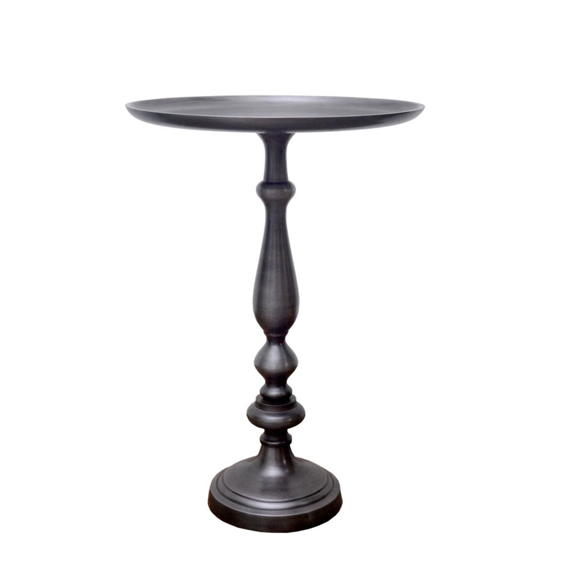 Ackermanville Tray Top Pedestal End Table, Antique Silver