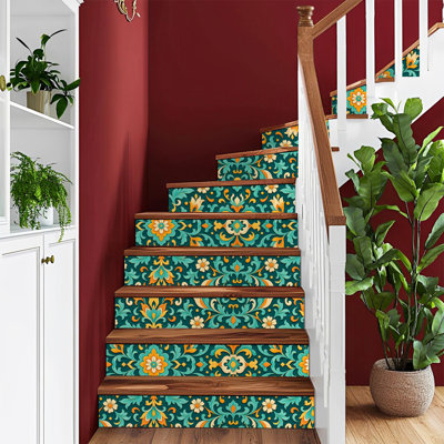 Peel and Stick Wallpaper Contact Paper Mexican talavera ceramic tile seamless Decoration ornamental flowers Self Adhesive and Removable 24in x 118in(60x300cm)