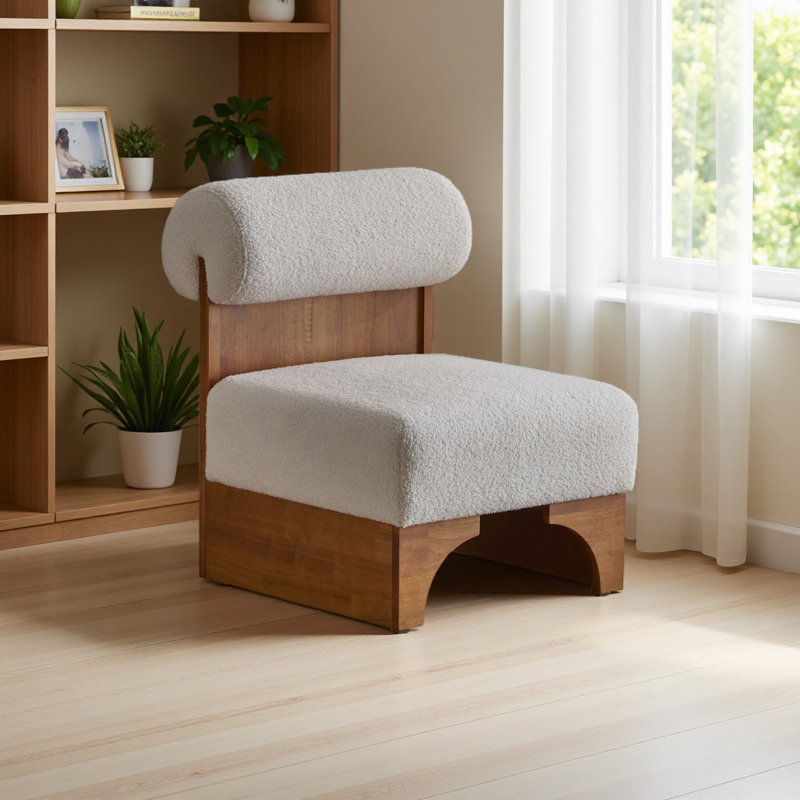 Méridienne Modern Boucle avec structure en bois massif et dossier roulé, revêtement Boucle doux et durable, idéal pour le salon