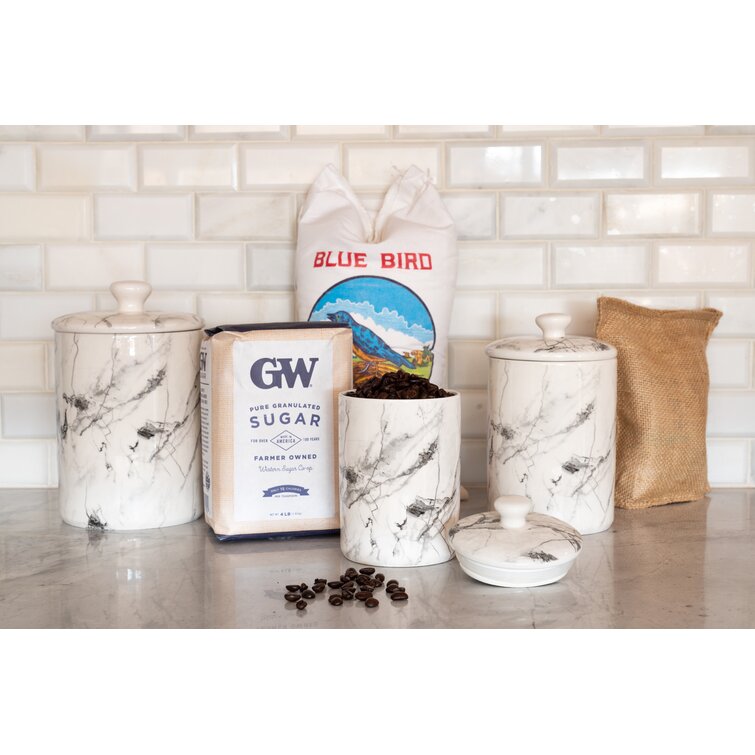 Marble 3 Piece Kitchen Canister Set